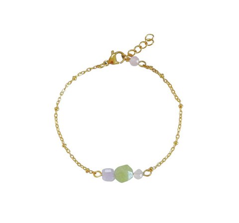 Peridot, Chalcedoon & Rozenkwarts Armband - Goud