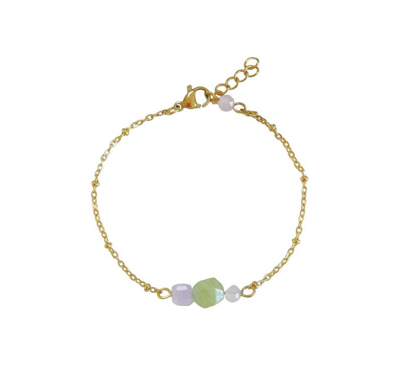 Peridot, Chalcedony and Rose Quartz Bracelet - Gold