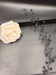 Mørkeblå krystalhårranke med sort tråd