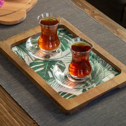 Bandeja de madera Joy Kitchen - Yaprak Desenli