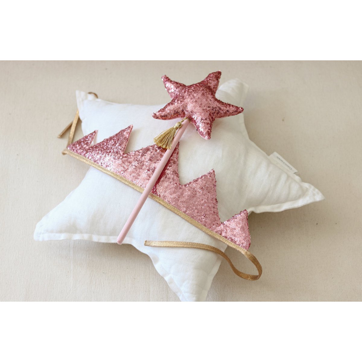 “Pink Sequins” Crown and Wand Magic Set