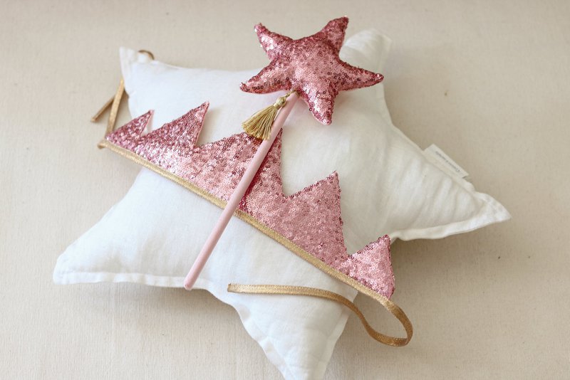 “Pink Sequins” Crown and Wand Magic Set