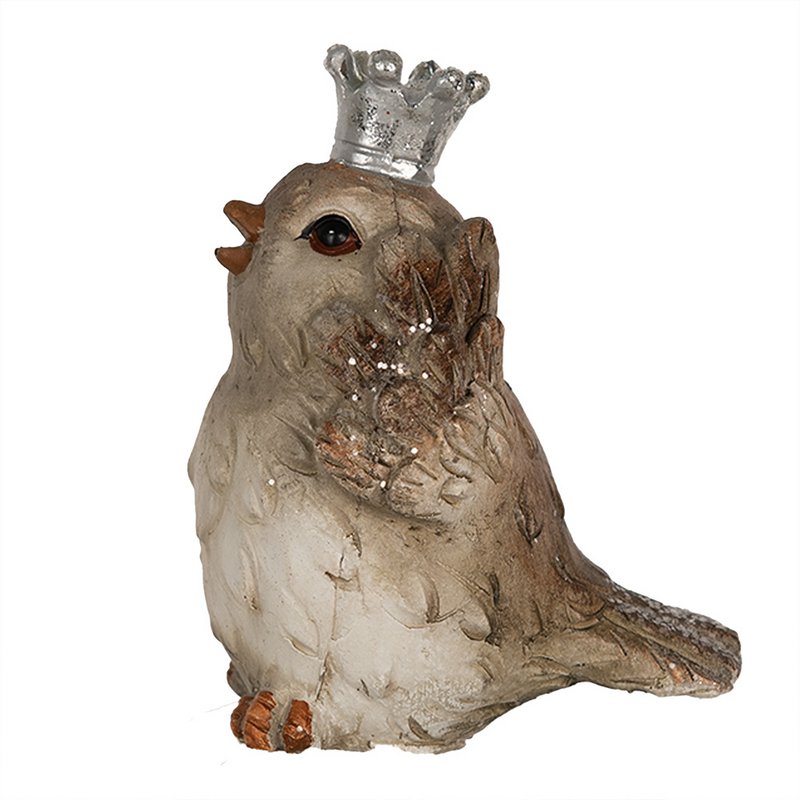 Dekobild Vogel 8 cm Beige Polyresin
