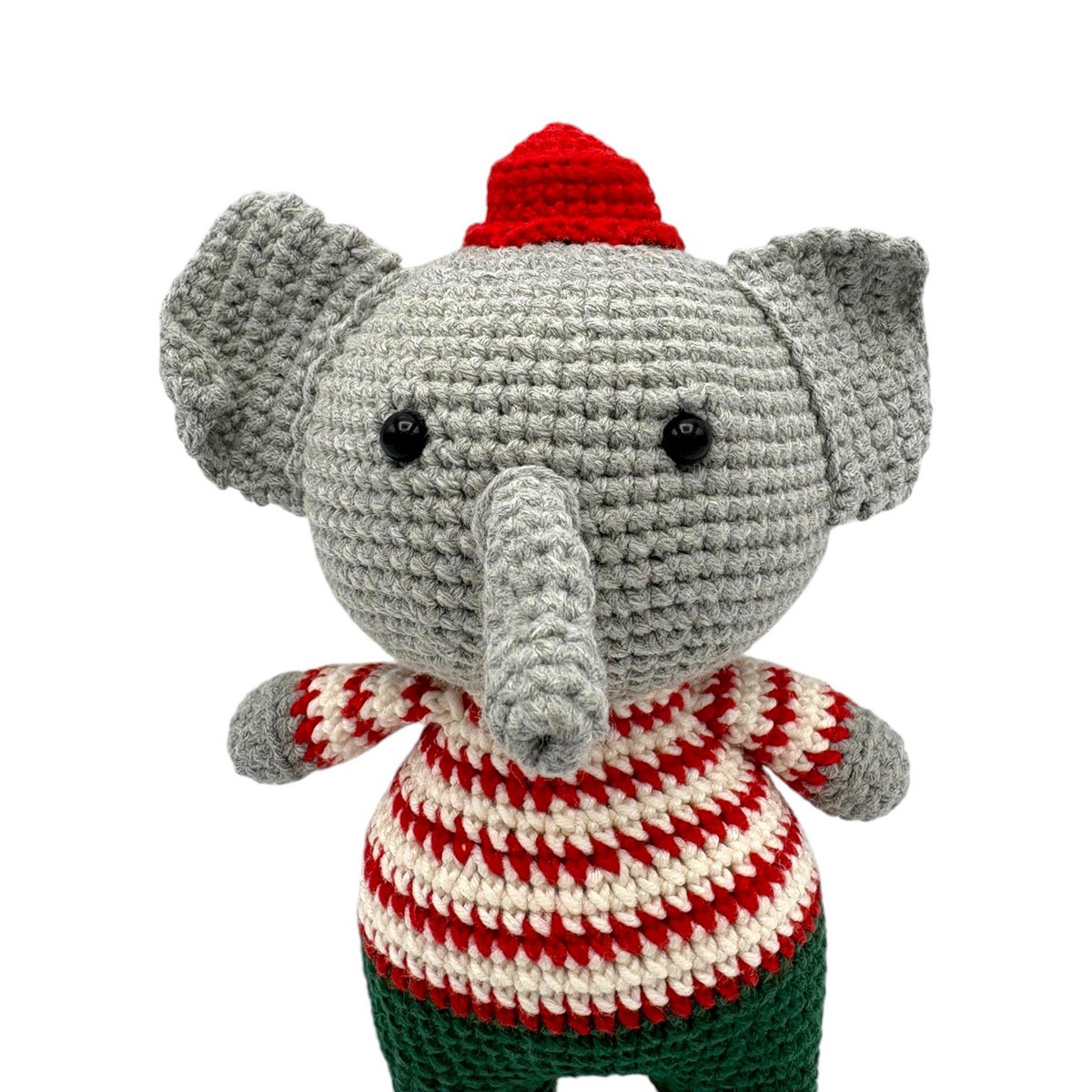 Crocheted elephant with hat