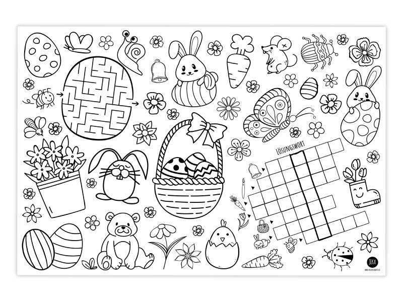 12 placemats to color in with an Easter motif