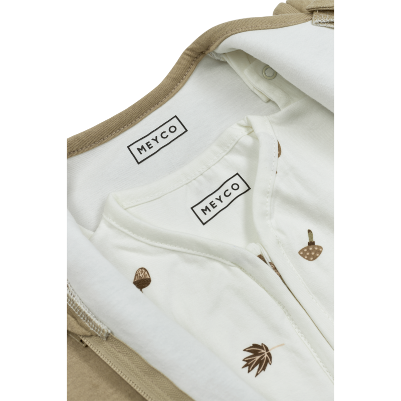 Sovepose 4-sæson interlock jersey Skovdyr Sand one size