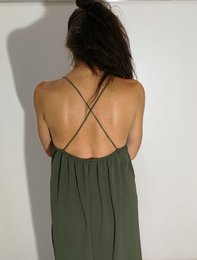 Long flowy dress in plain fabric or print