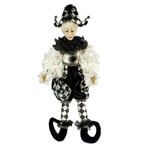 Seq.Jointed Pierrot Jester Doll W/Box Wh/Bl 85cm OTHMES