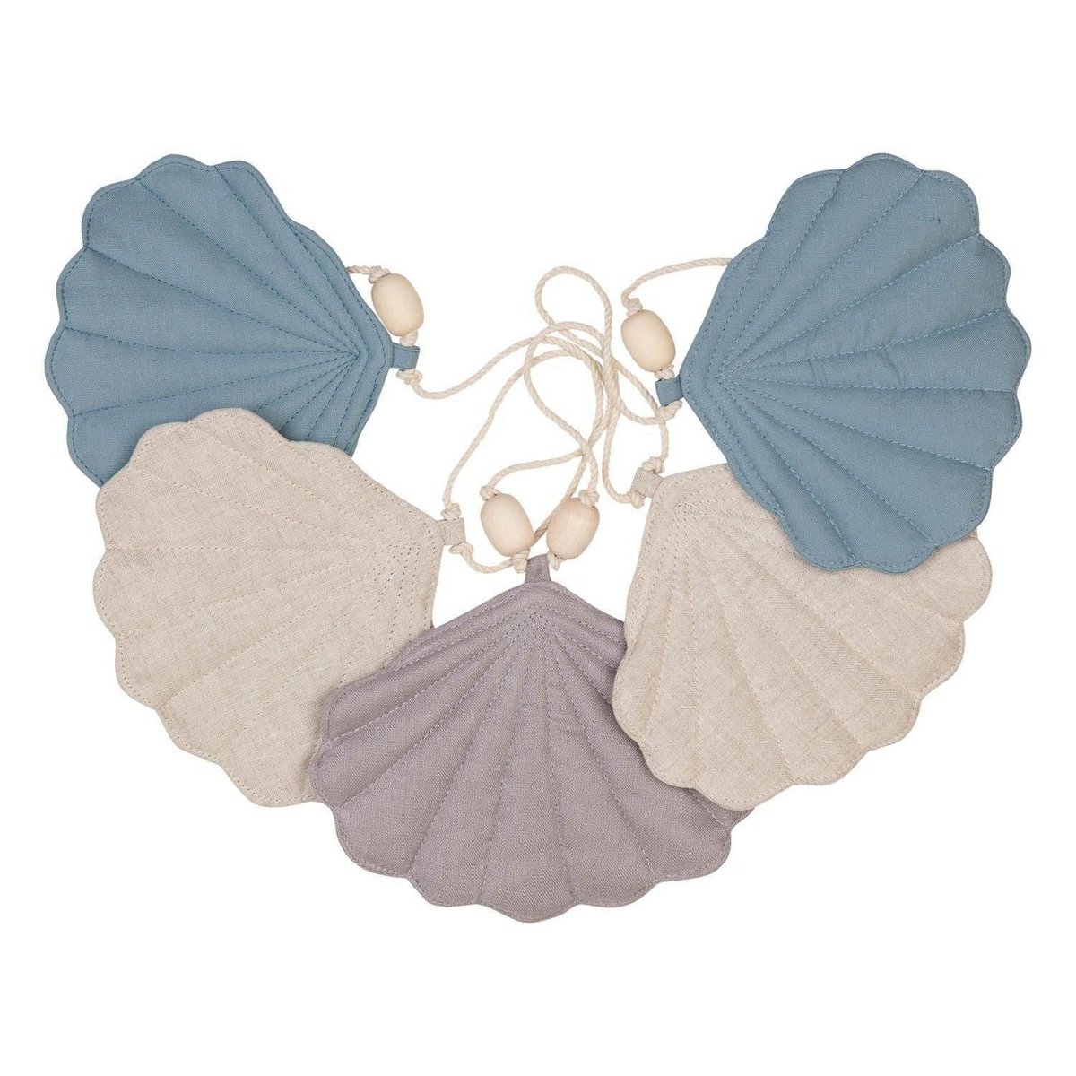 Leinengirlande „Dirty Blue“ mit Muscheln