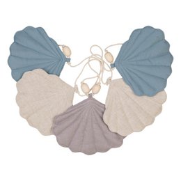 Leinengirlande „Dirty Blue“ mit Muscheln