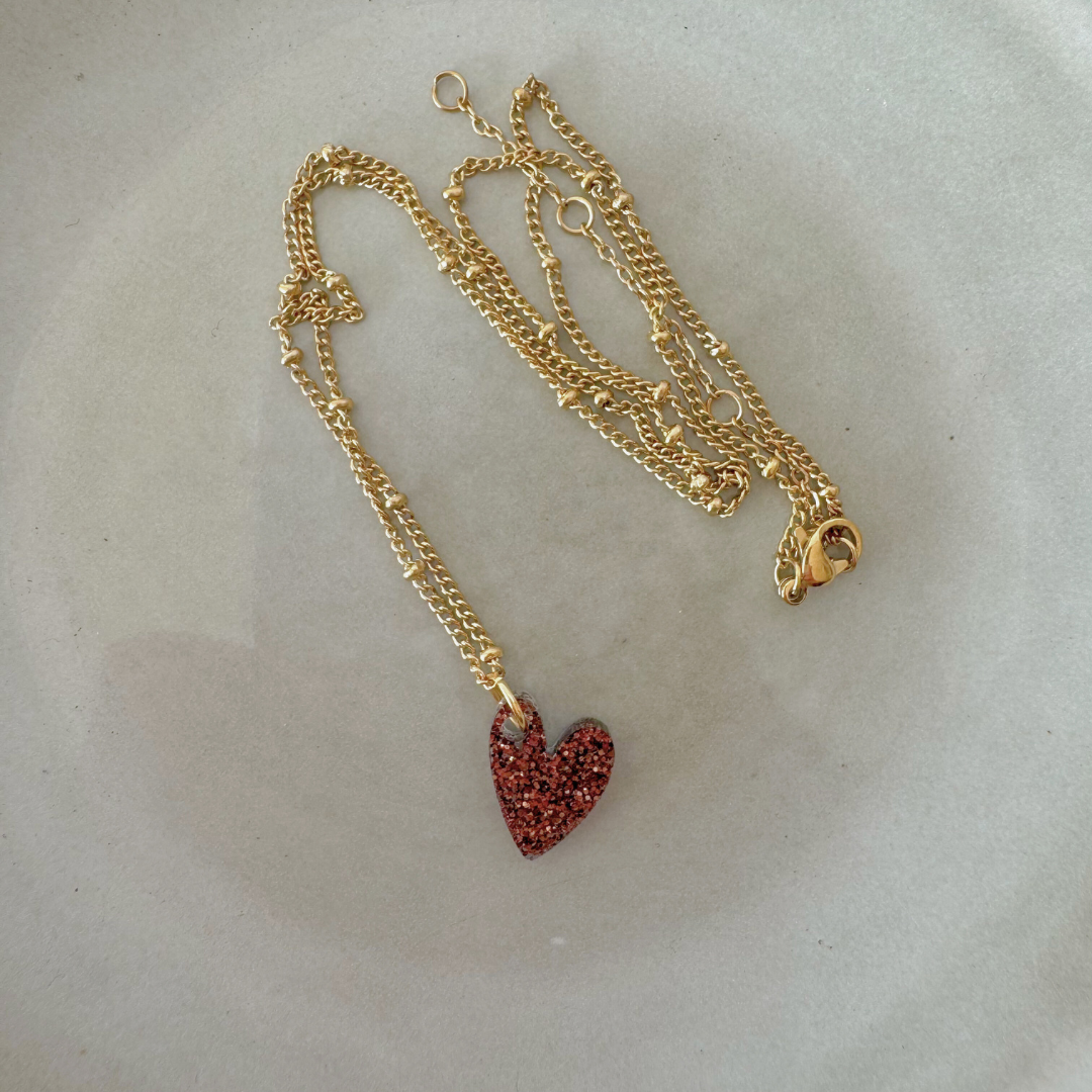 Ketting Lume Charms Glitter | Heart - Chocolate