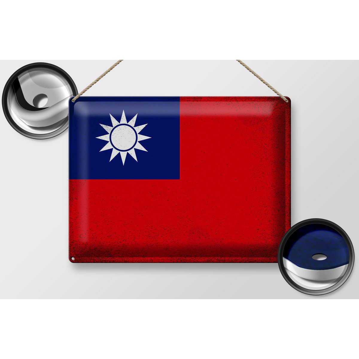 Tin Sign Flag China 40x30cm Flag of Taiwan Vintage