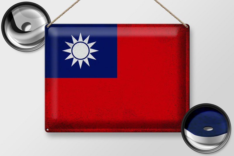 Tin Sign Flag China 40x30cm Flag of Taiwan Vintage