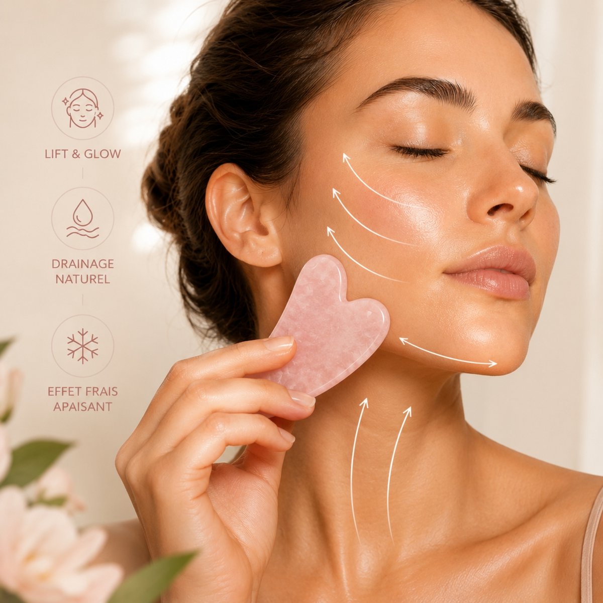 Lot de 11 + 1 Gratuit - Gua Sha en Quartz Rose avec Housse