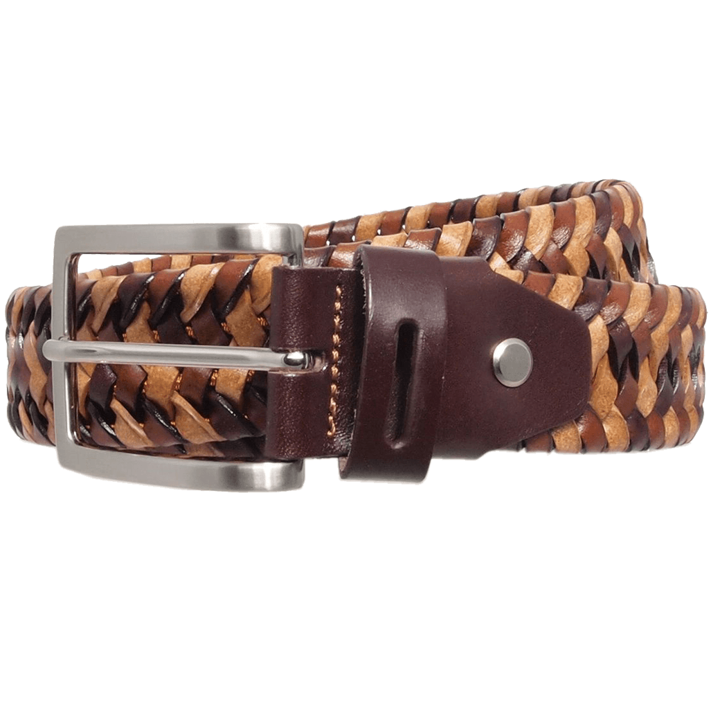 34 mm Tri-Color Elastic Weave Bælte Brun