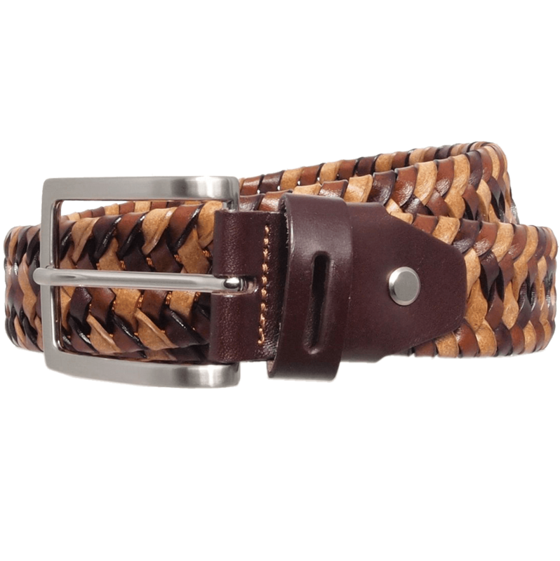 34 mm Tri-Color Elastic Weave Bælte Brun