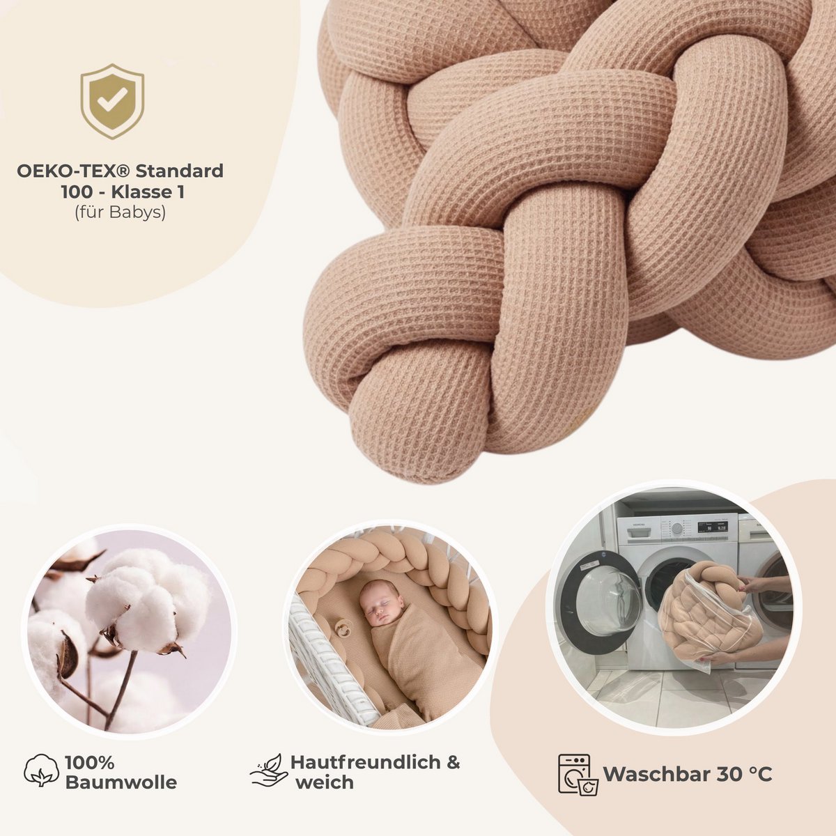 Cama serpiente trenzada gofre suave caramelo XL