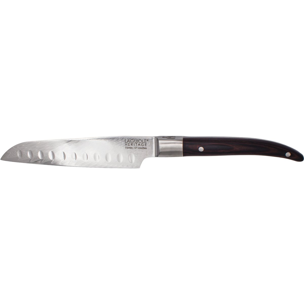 Laguiole Heritage Santoku Knife 18 cm – Black Wood, Damaskus Blade