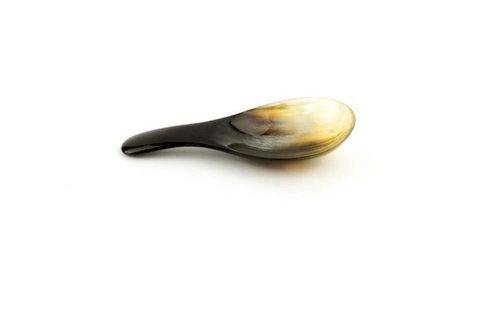 Set of 6 oval rice spoons in blond horn