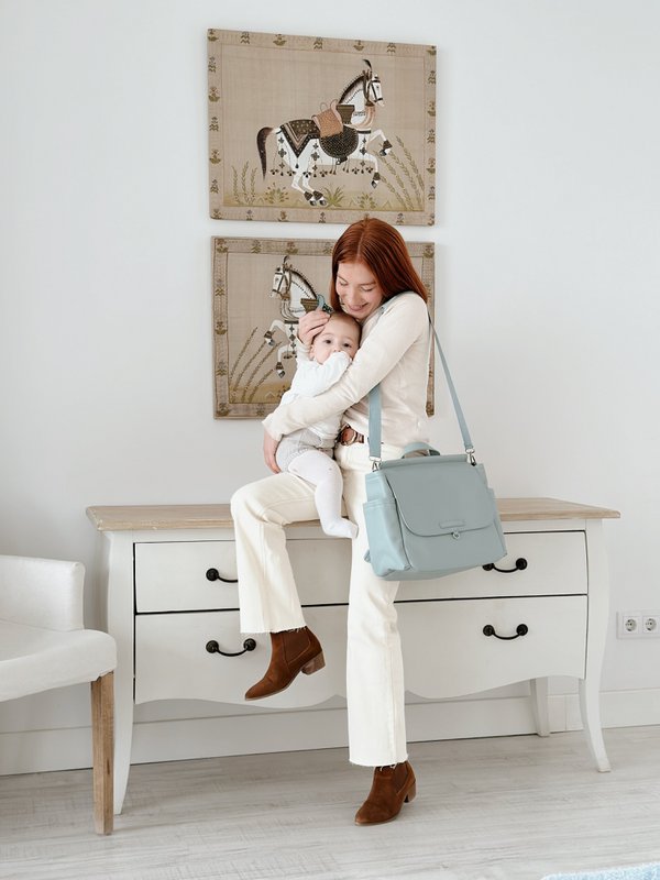 Sac de Grossesse MIREM By Nenina & Co Dusty Blue + Cadeau Matelas à Langer + Attache Sucette