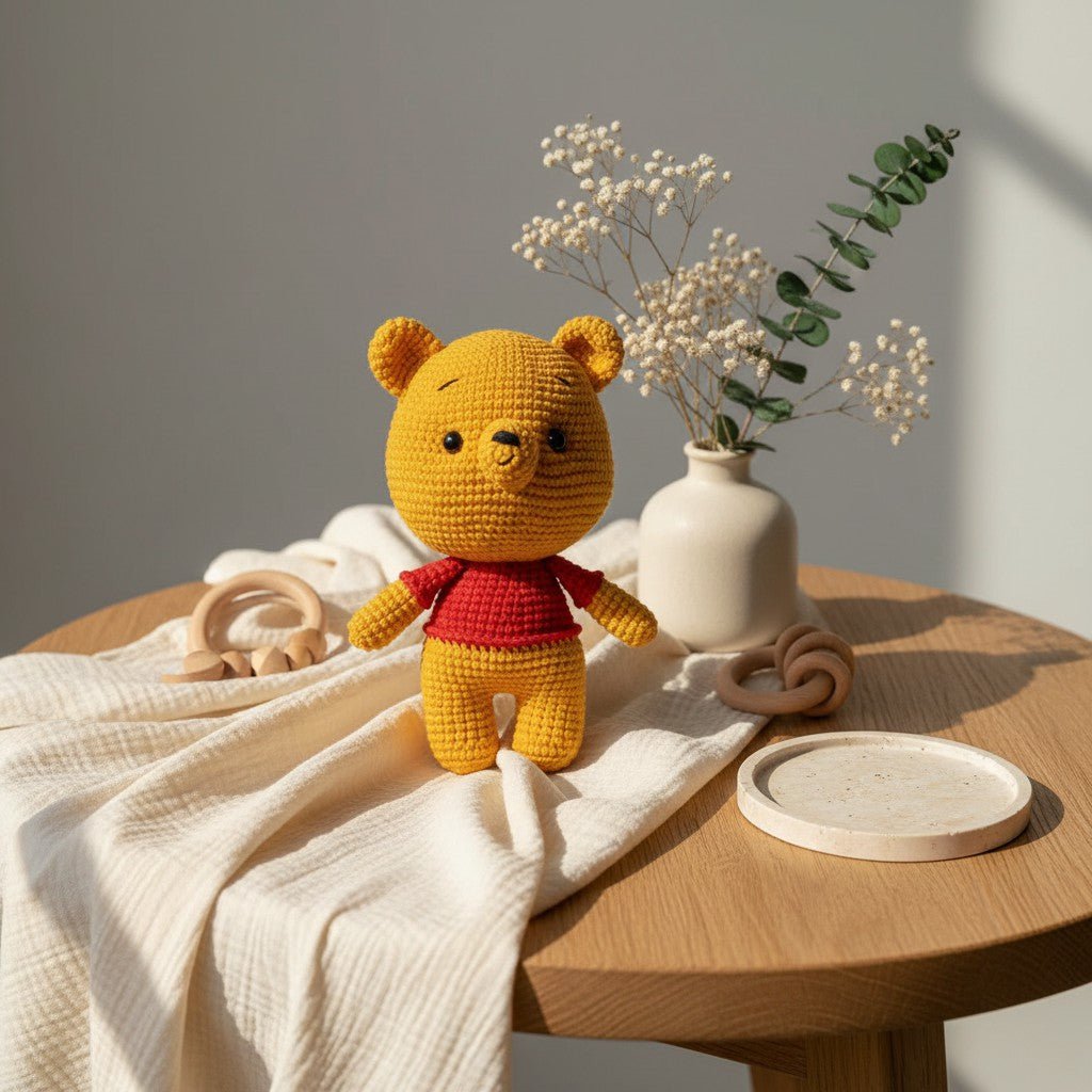 Peluche orsetto Nuvinokids® realizzato a mano all'uncinetto, realizzato al 100% in cotone