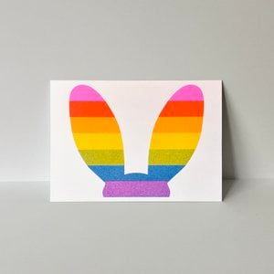 Riso-ansichtkaart voor Pasen, Good Bunny No.2, risografie, DIN A6