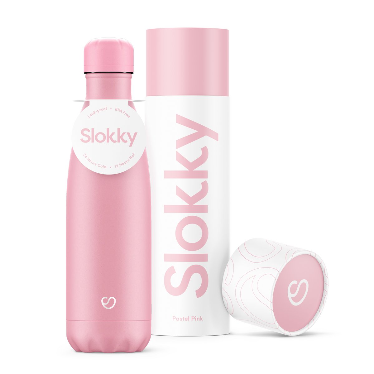 Slokky Pastel Pink Bottle & Lid - 500ml