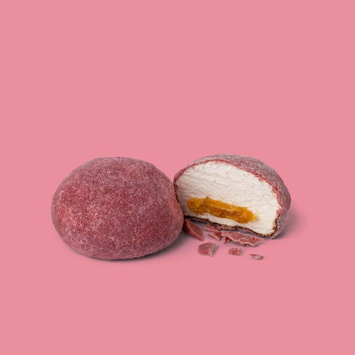 Karamel gevulde mallows + ruby ​​chocolade 16G