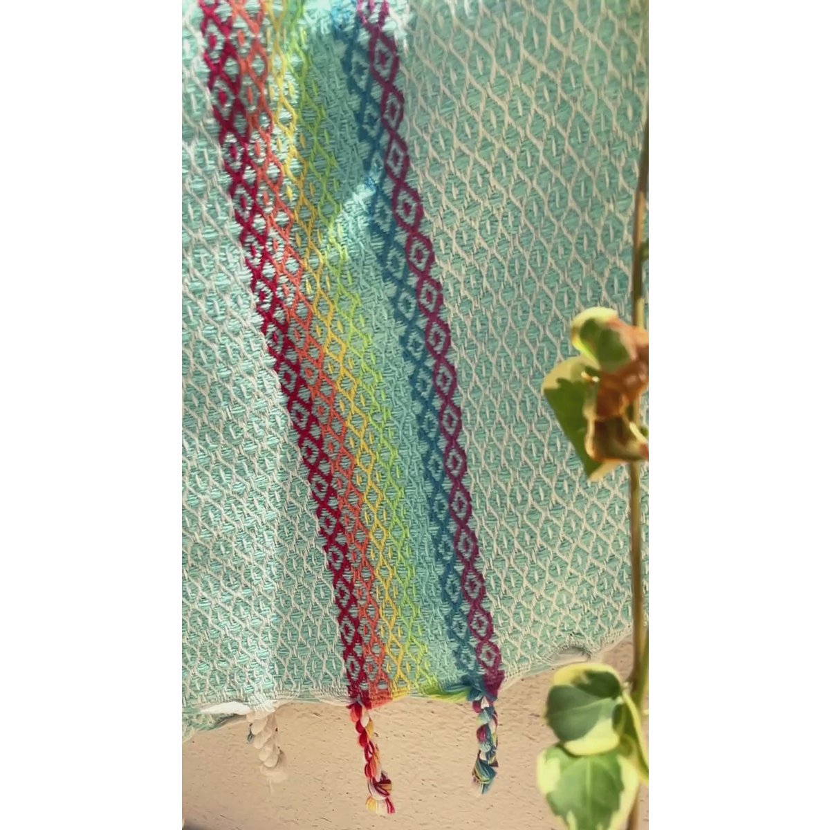 RAINBOW Cotton Hammam Beach & Sauna Towel – Quick Dry – Mint - 180x100 cm