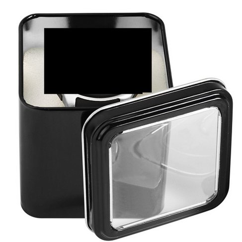Black metal watch box for a watch