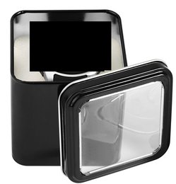 Black metal watch box for a watch