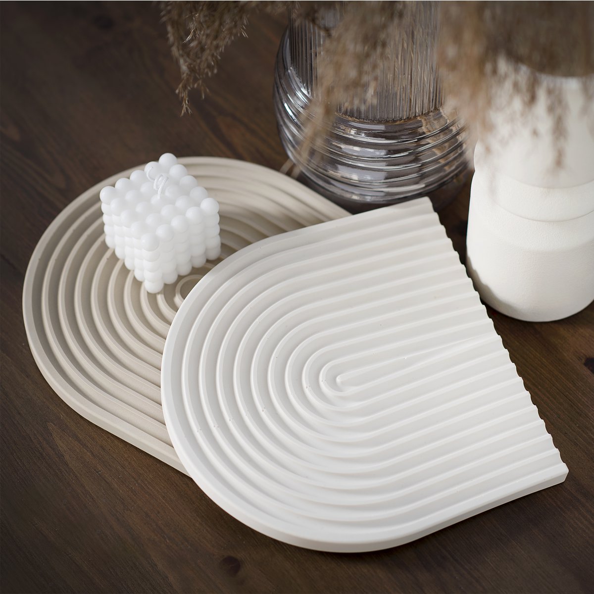 Plateau Arche Blanc Jesmonite 22cm