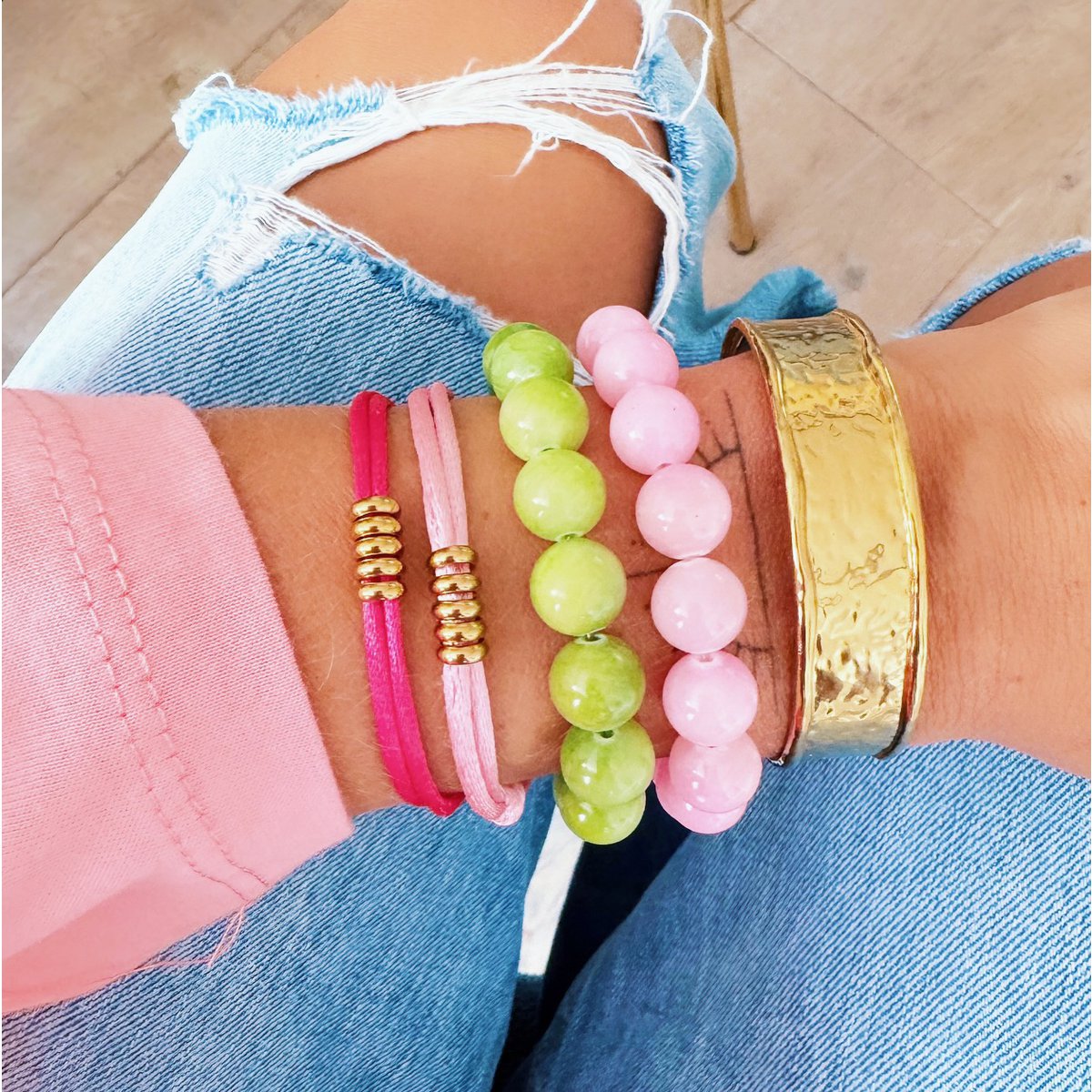 Natursten perle armbånd XL - orange