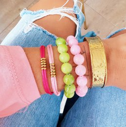 Natursten perle armbånd XL - orange