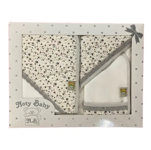 Conjunto de toalha de banho fralda e babete para bebé