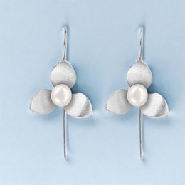 Boucles d'oreilles Orchidée avec Perle en Argent Sterling 925 – OHR925-147
