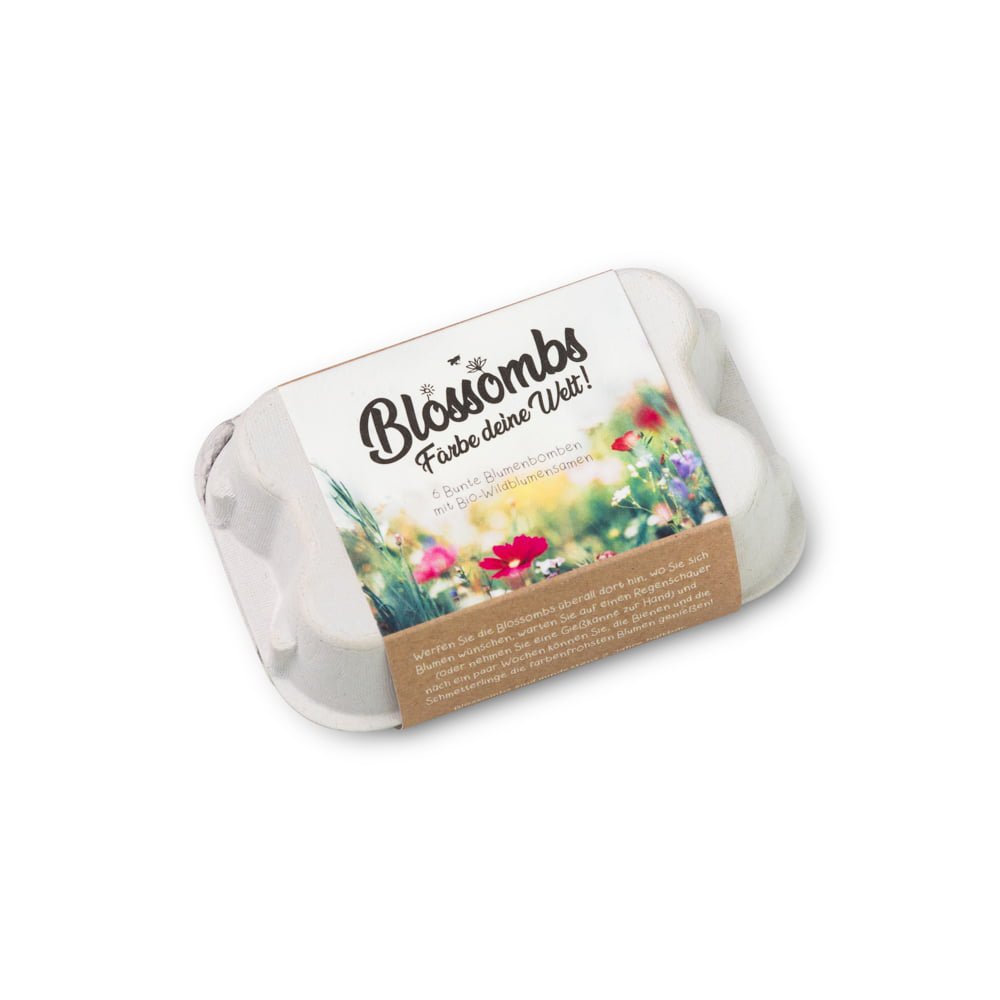 Eierschachtel mit 6 Blumenmurmeln