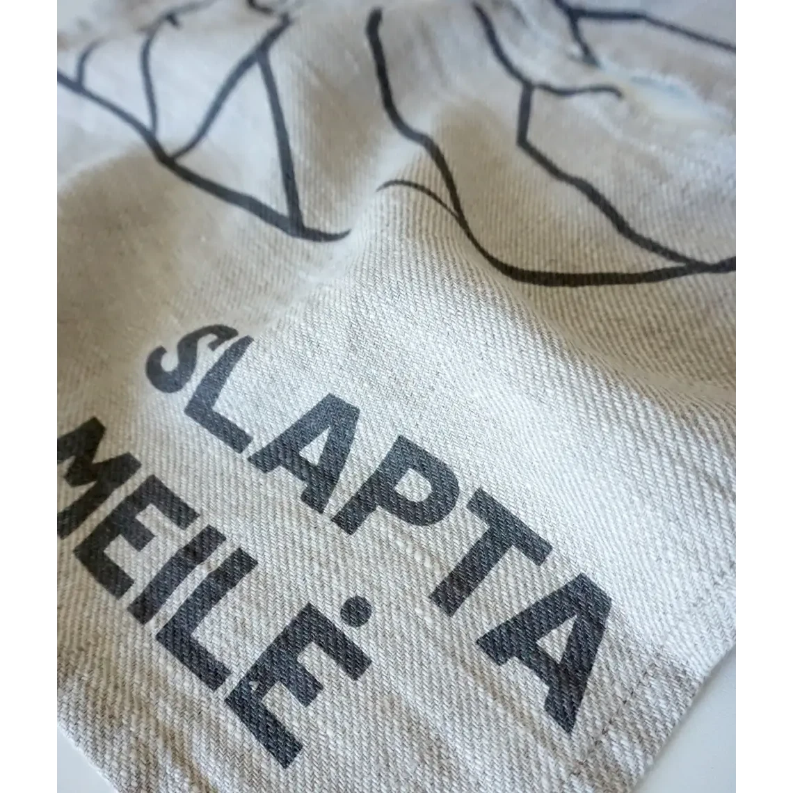 Linen bath towel set Secret Love Grey/Black 2 pcs.
