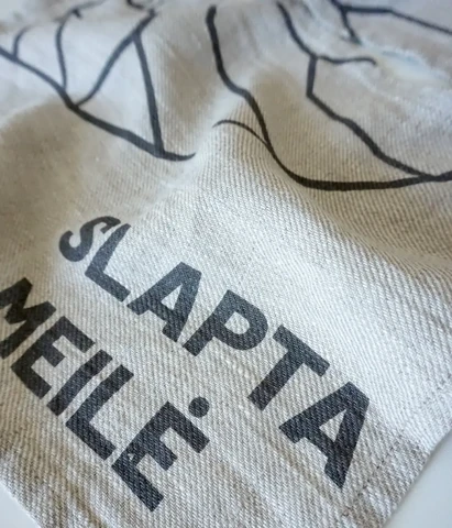 Linen bath towel set Secret Love Grey/Black 2 pcs.