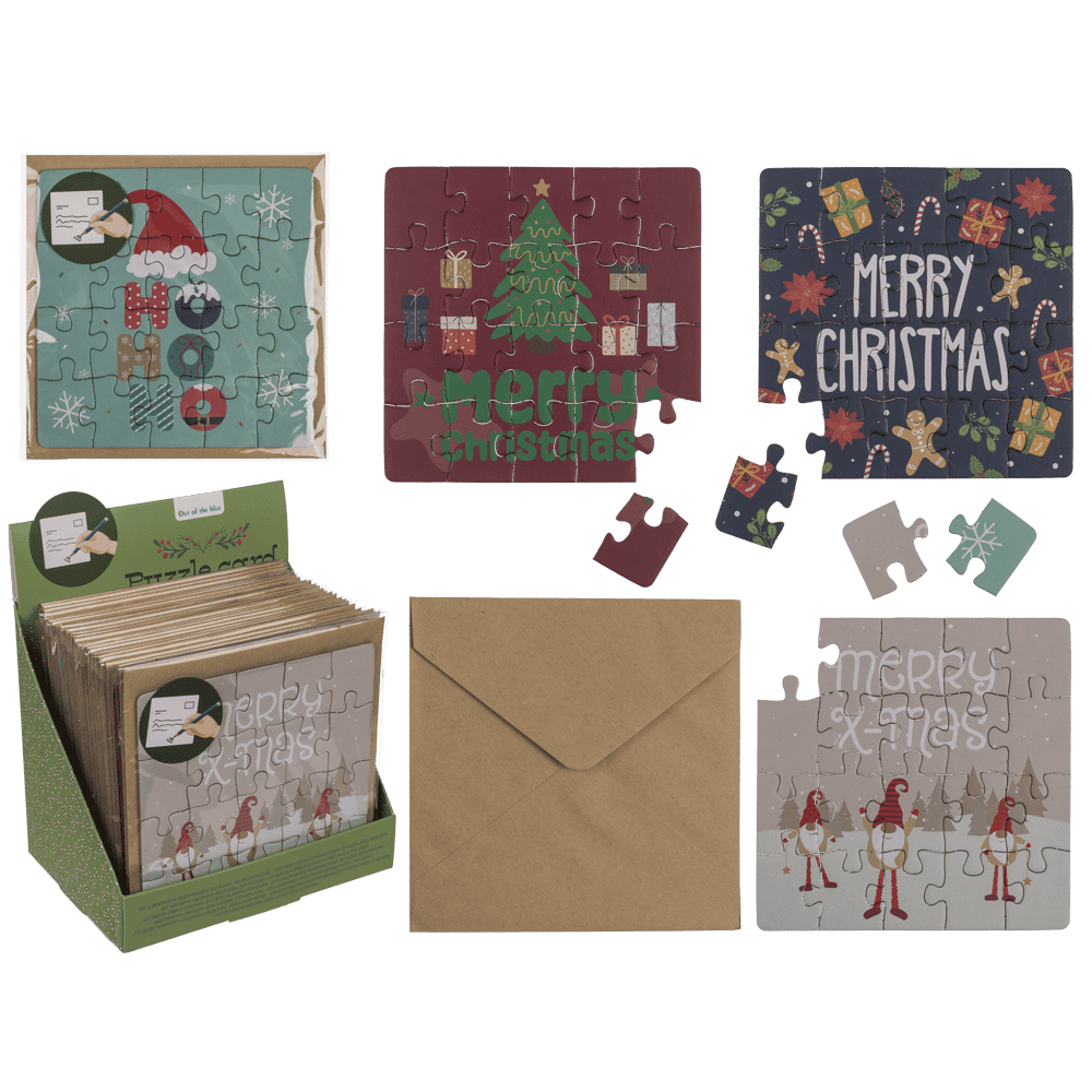 Square shape gift card, puzzle, X-Mas,