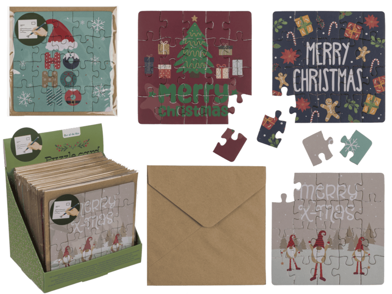 Square shape gift card, puzzle, X-Mas,