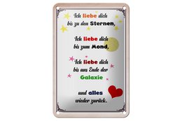 Tin sign saying 12x18cm I love you to the stars decoration