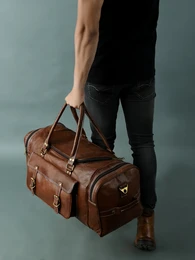 Håndlavet fuldnarvet læder "Legacy" duffel – 24" (61 cm) Artisan Vintage rejsetaske med øko-garvet bæredygtighed