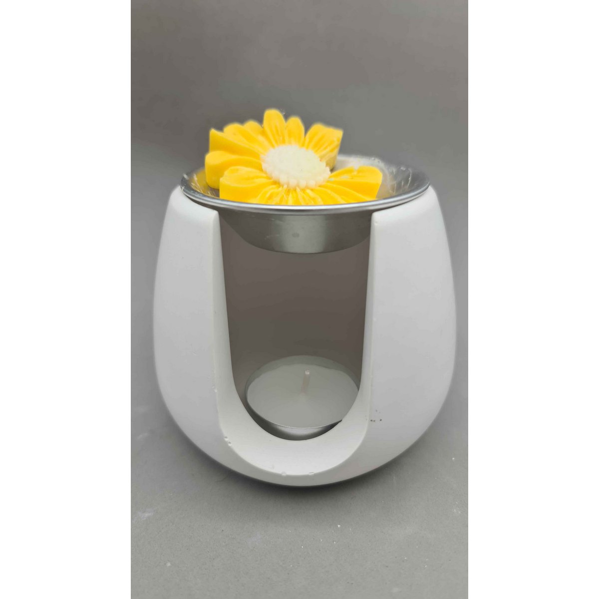 LAVURI® Wax Melter made of cast ceramic, tealight + white metal pot, wax melts not included
