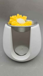 LAVURI® Wax Melter made of cast ceramic, tealight + white metal pot, wax melts not included