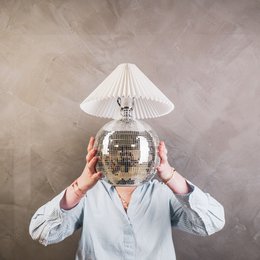 Lamp - Discobal - Glas - Zilver - 20x20x20cm