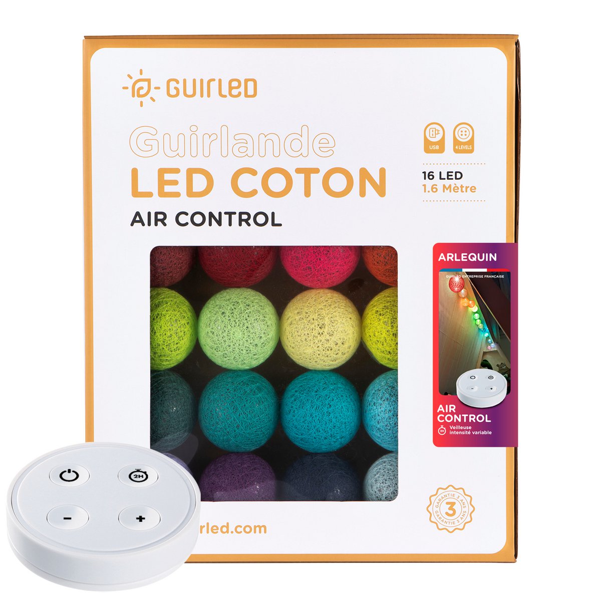 Harlequin Remote Control LED USB Cotton Ball Light Garland