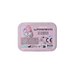 Eenhoorn, Metalen doos met verbandmiddelen, Voorgesneden, Kinderen, Junior, Doos met 24 verbanden, 10,9 x 8 x H.2 cm, TAKE CARE