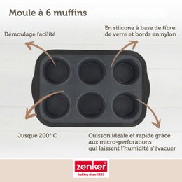 Teglia per muffin 6 stampi Zenker Vetroresina in silicone