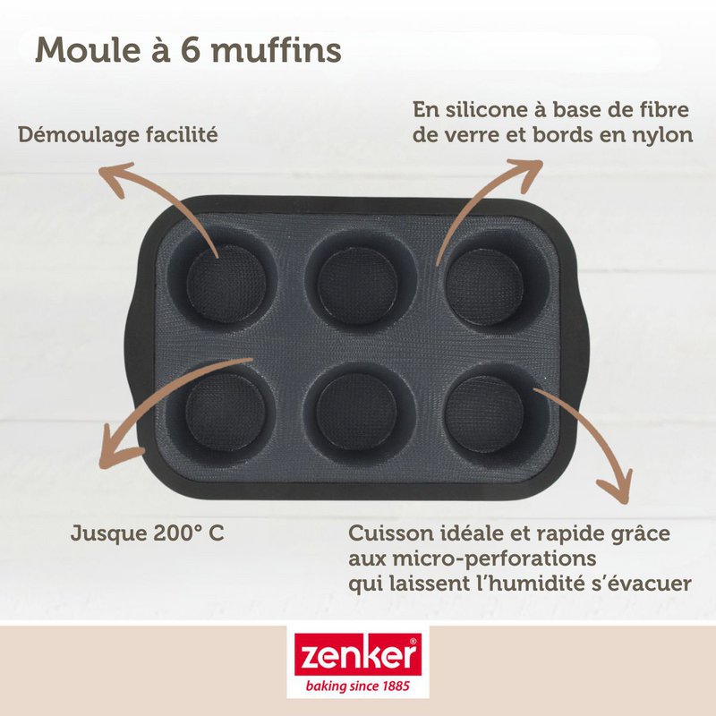 Teglia per muffin 6 stampi Zenker Vetroresina in silicone